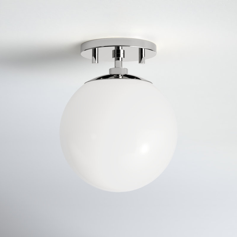 Luna Glass Semi Flush Mount, Polished Nickel