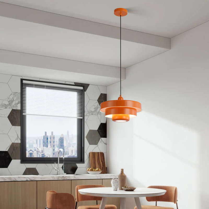 Luminaire suspendu industriel réglable à 1 lumière avec abat-jour en métal 3 couches, lampe suspendue vintage pour le salon