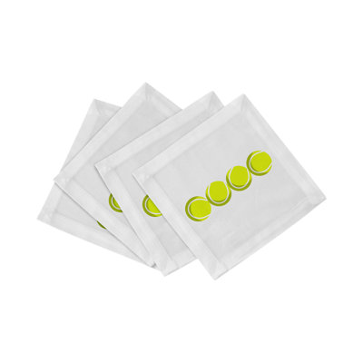 Tennis Balls Cotton Sateen Cocktail Napkins