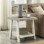 Table basse 3 - gris / beige patiné, plateaux rectangulaires, tablette en bois pour plus de rangement, pieds évasés gris et beige, contenant de rangement,