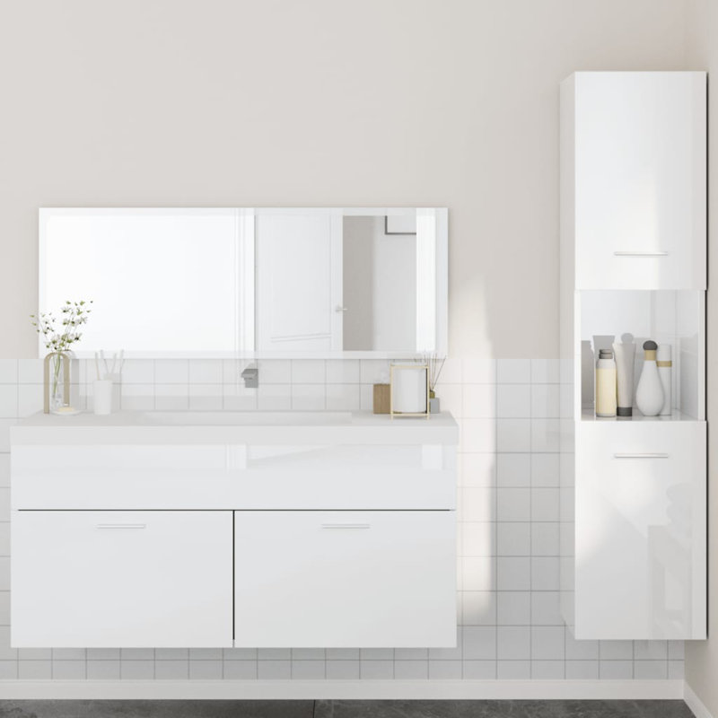 Brenin Bathroom Storage Furniture Set, White high gloss