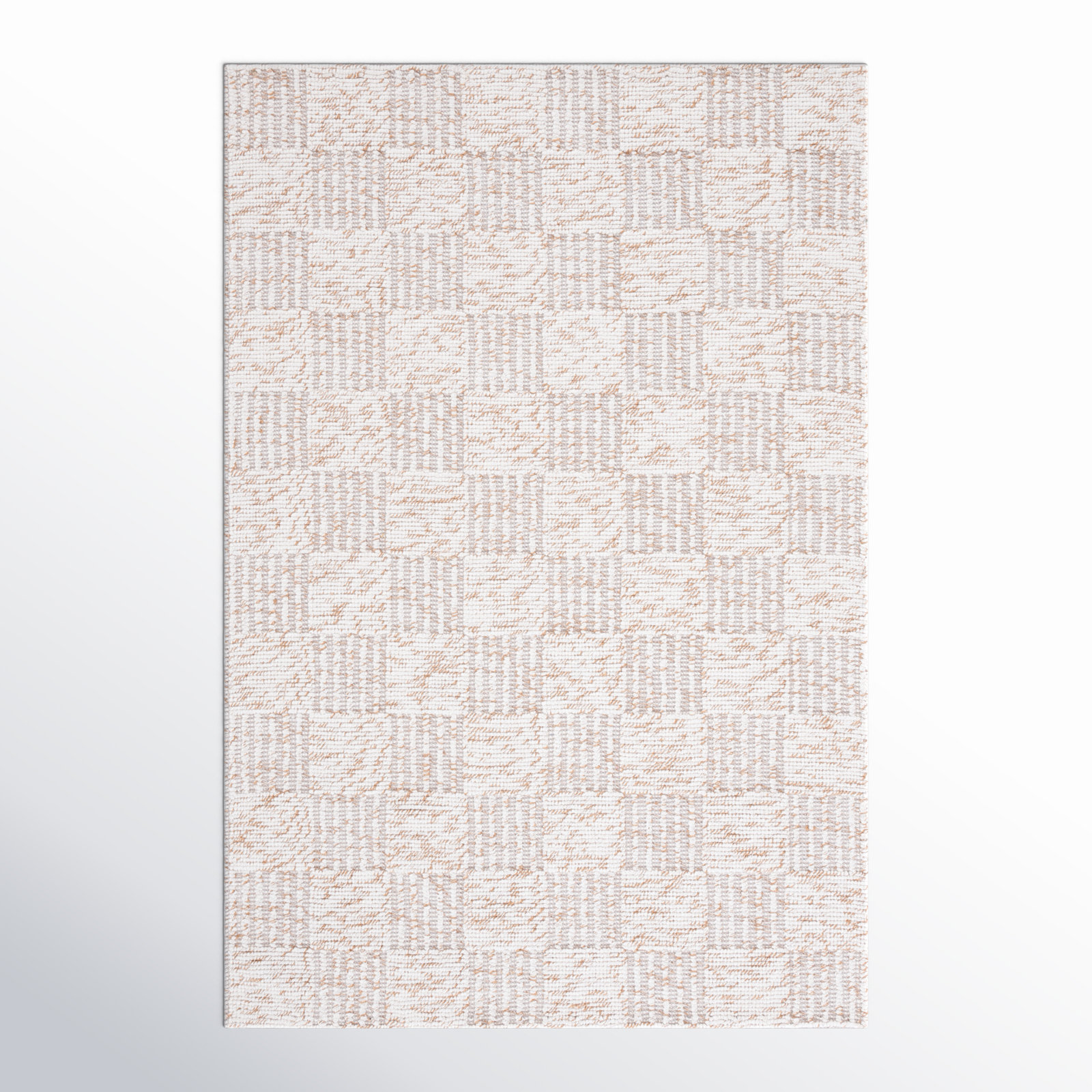 Abbi Brown Ivory Hand-Woven Checkered Rug, Rectangle 6' x 9'