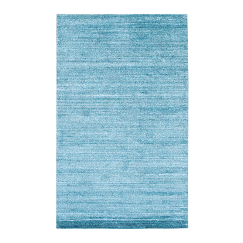 Tapis bleu tissé à la main Kelbark, Rectangle 8 pi x 10 pi