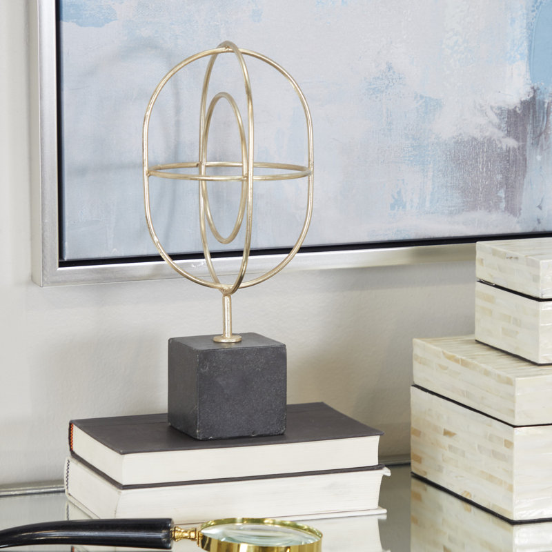 Marble Loop Geometric Decorative Sculpture with Marble Base
