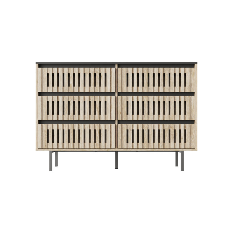 Cannelé, armoire de rangement pour chambre à coucher, rangement à six tiroirs, grande capacité, armoire de rangement minimaliste moderne, conception à deux tons