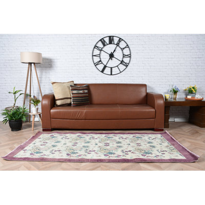 Charmant tapis turc antique en mauve avec motif floral Oushak, idéal pour une cuisine ou comme cadeau parfait pour elle