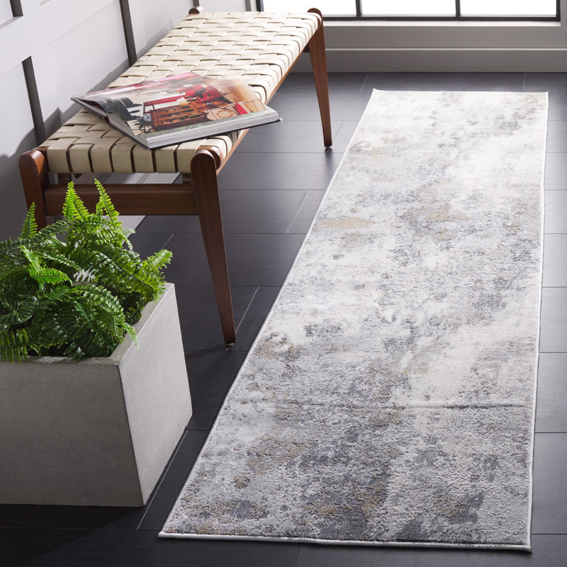 Tapis gris / ivoire Branscum, Tapis de couloir 2 pi 2 po x 8 pi