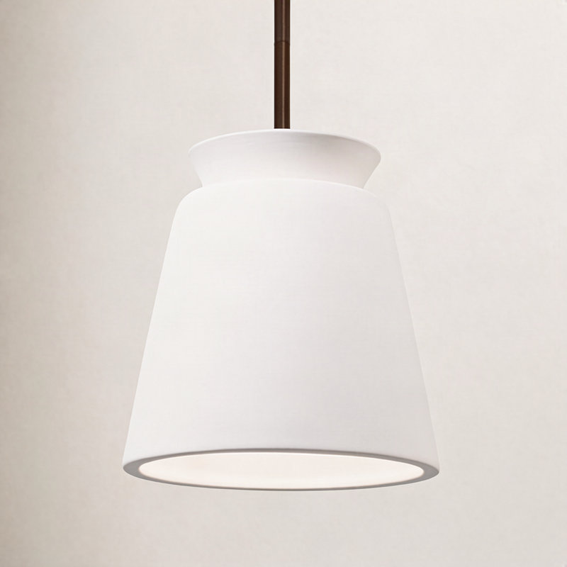 Luminaire suspendu conique à 1 lumière Logan, Bisque, Bronze foncé, Incandescente (non incluse)