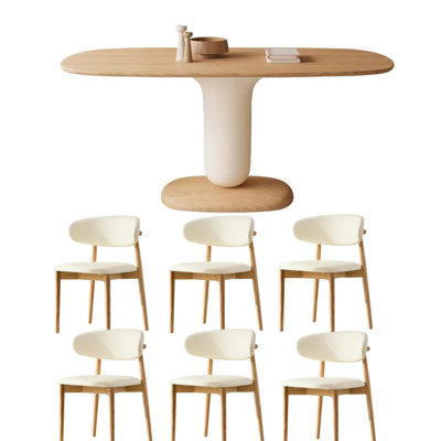 Table de salle à manger en bois naturel crème chaud et robuste