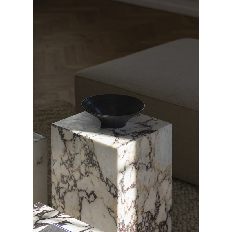 Plinth Marble End Table, Calacatta Viola, 20.1" H x 11.8" W x 11.8" D