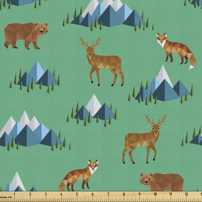 Norbert Deer Fox Bear Mountains Fabric