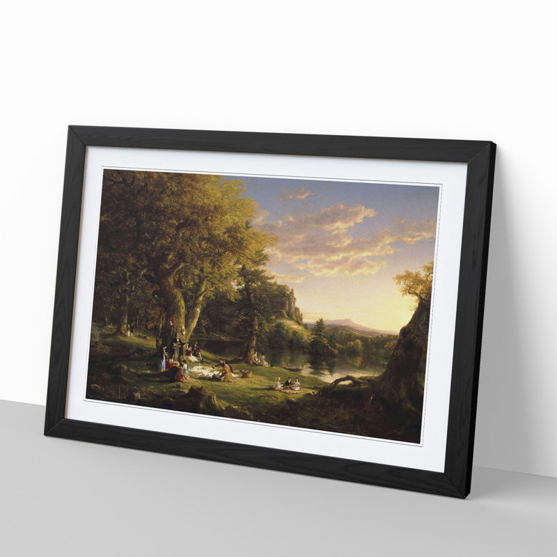 The Picnic by Thomas Cole - Picture Frame Painting, 27cm H x 36cm W x 2cm D, Black Framed