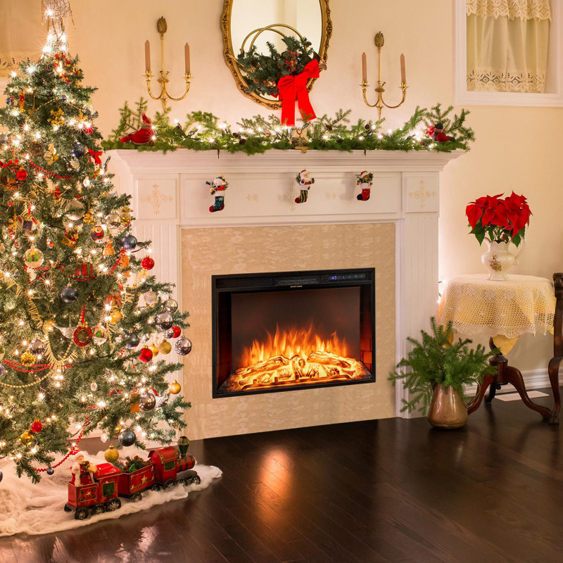 Pauls 26.77'' W Black Electric Fireplace Insert with 5000 BTU