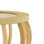 Table basse ronde ronde en bois massif de 35,43 po avec pieds courbés et table d'appoint Boho pour salle à manger, cuisine et salon, naturel-129764149