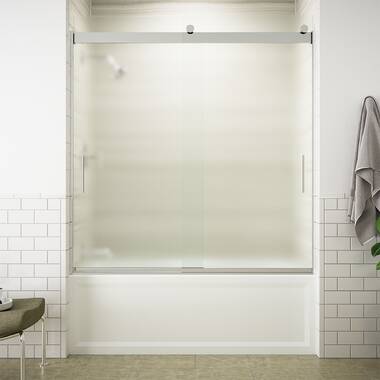 62 x 60 inch Frameless Sliding Tub Door in Brushed Nickel