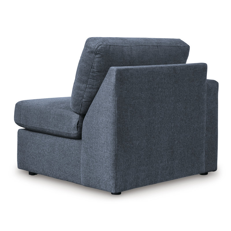 Canapé modulaire 4 pièces avec méridienne Depew, Polyester bleu, Orienté à gauche (vu de face)