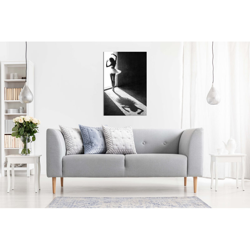 Ballerina Shadow Dance At The Window - Wrapped Canvas Print, 31cm H x 20cm W x 1.8cm D