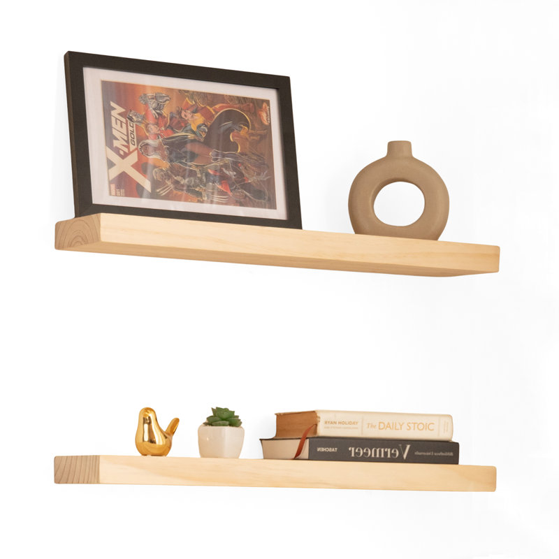 Sporgh 2 Piece Pine Floating Shelf, 2" H  x 5.5" W x 36" D, Special Walnut