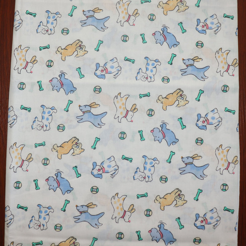 Puppies Print Table Runner, 12" W x 90" L, Blue/White