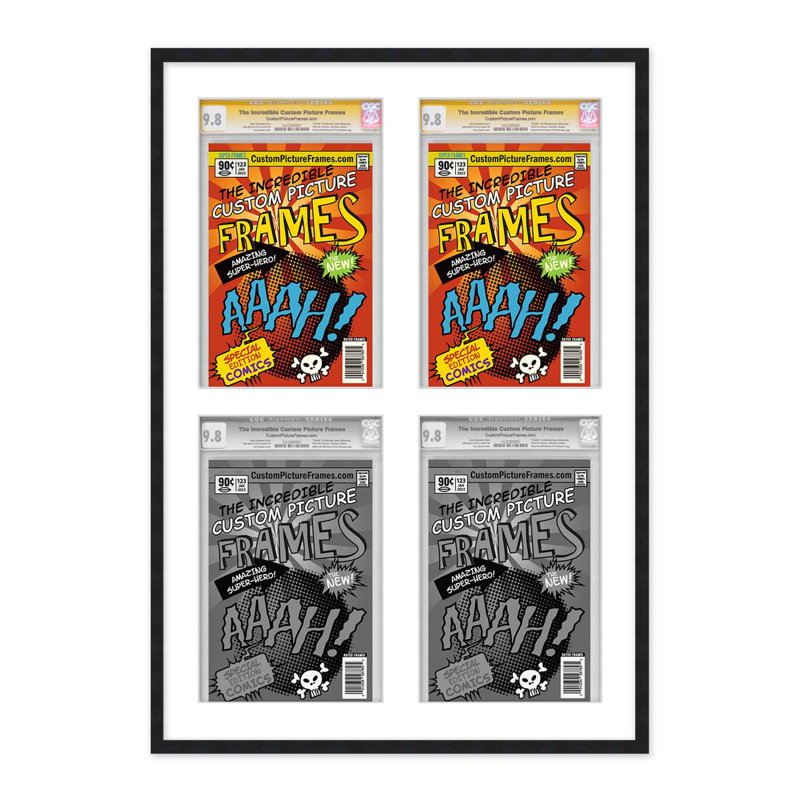 Wood Picture Frame with Mat, Black/White