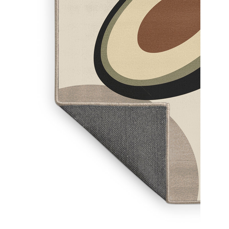 Tapis beige moelleux doux et moelleux à motif d'avocat Grasmere, 4 x 6