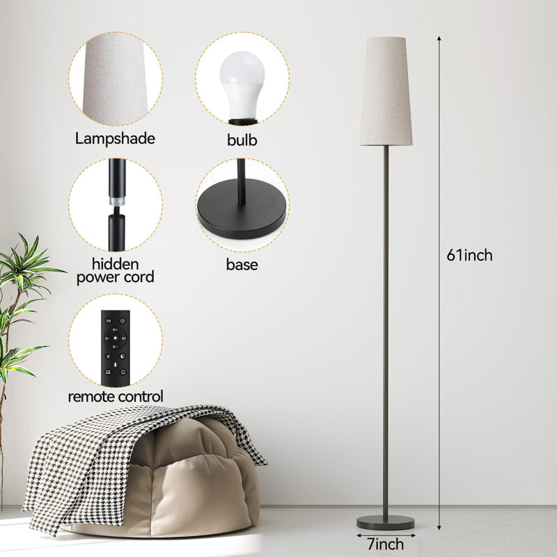 Lampe sur pied avec télécommande, Beige