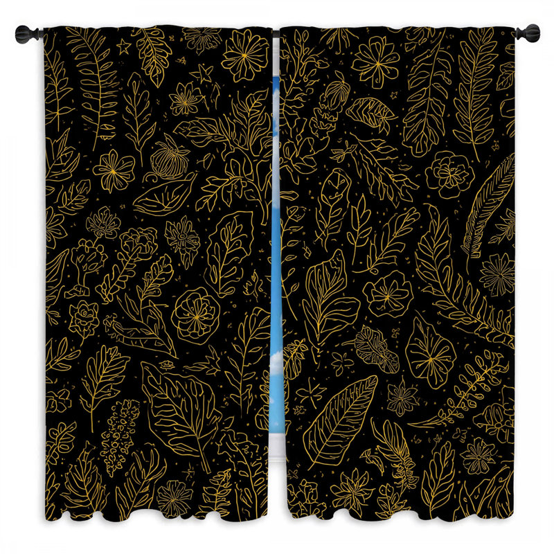Rideaux obscurcissant et botanique Gold Botanical Illustration, 40 po x 50 po - 2 panneaux, Obscurcissement de chambre