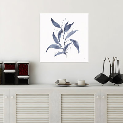 Contemporary Dusk Leaves I With Blue Leaf Art