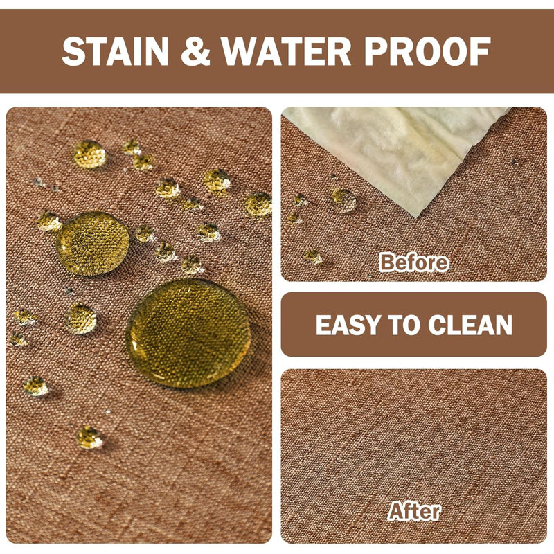 Textured Tablecloth Round 60 Inch Waterproof Spill-Proof Wipeable Table Cloth Wrinkle Free Circle Dining Table Cover,Coffee