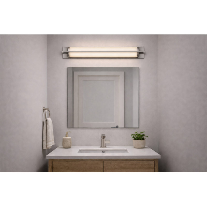 Barre d'éclairage de meuble-lavabo moderne / contemporaine 24 pouces à DEL intégrée en nickel brossé