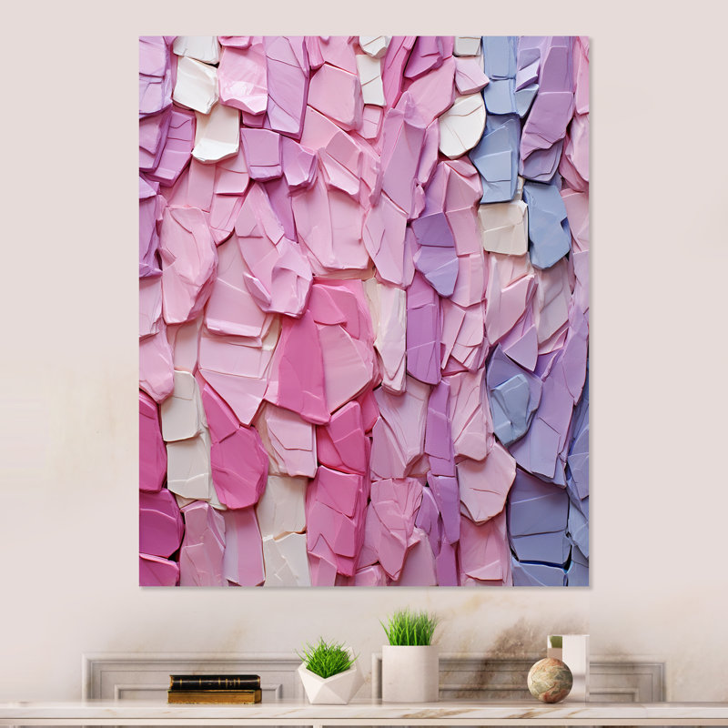 Rose et mauve, peinture dynamique - art mural géométrique en métal, H 32 po x l 16 po x P 1 po