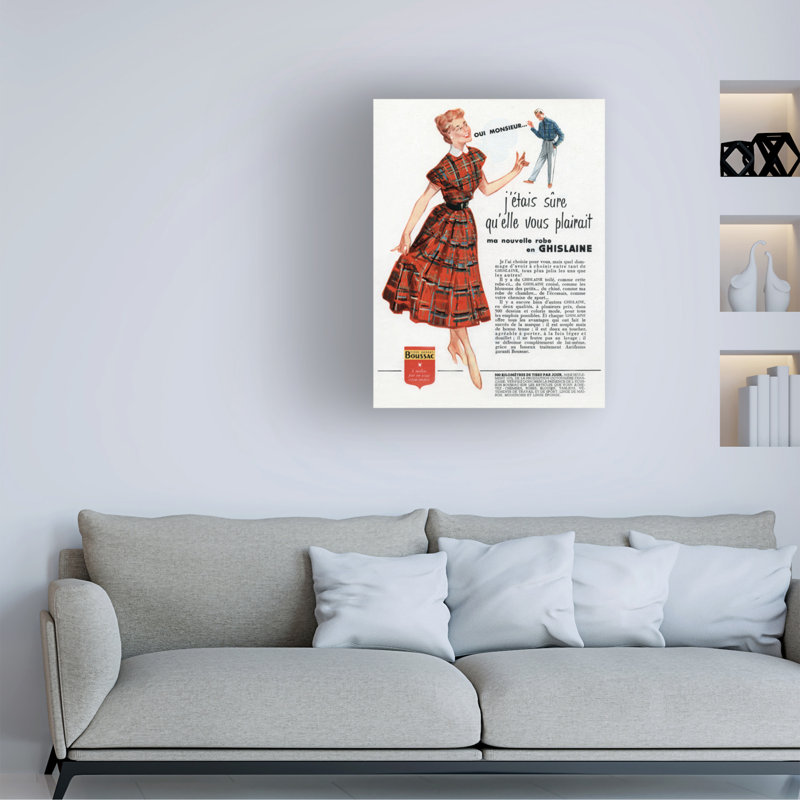 Impression sur toile, artiste inconnu, art français sur toile, 1953, H 24 po x l 18 po