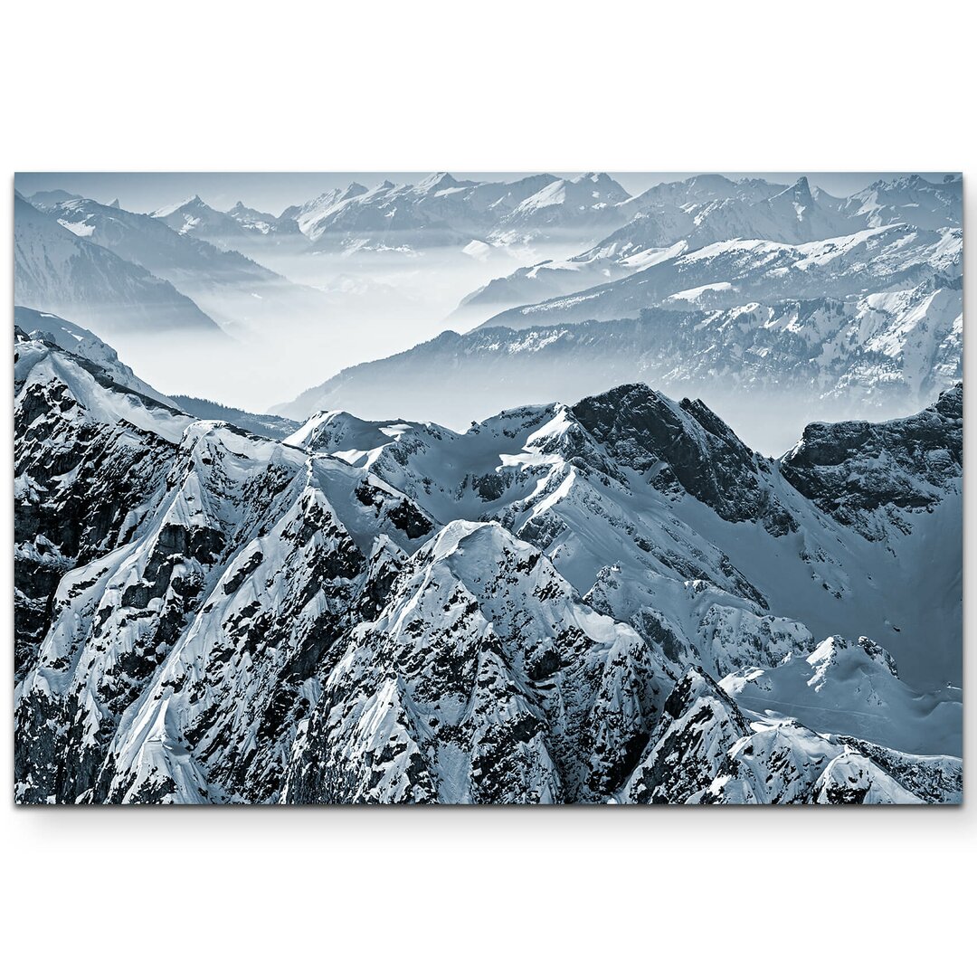 Leinwandbild Verschneite Berggipfel in den Schweizer Alpen