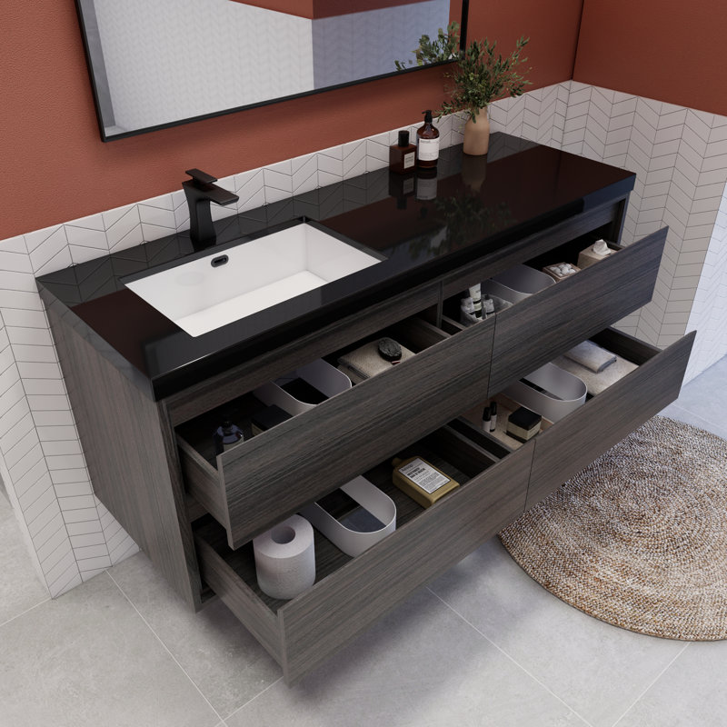 Meuble-lavabo simple l 59,05 po x P 20 po x H 25 po Vickye, Chêne gris