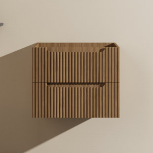 24" Modern Wall Mounted Bathroom Vanity Base, Floating Cabinet With Soft-Close Drawer, Walnut Finish – Sink Not Included