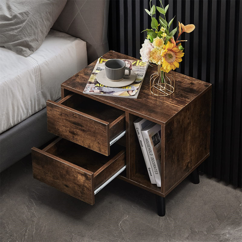 Marcotta 50cm W Bedside Table, Brown