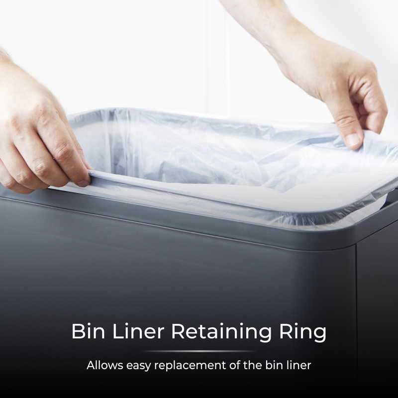 Tower Compact Sensor Bin, Large 60L, Hands Free Opening, Automatic Close, Retaining Ring, Grey