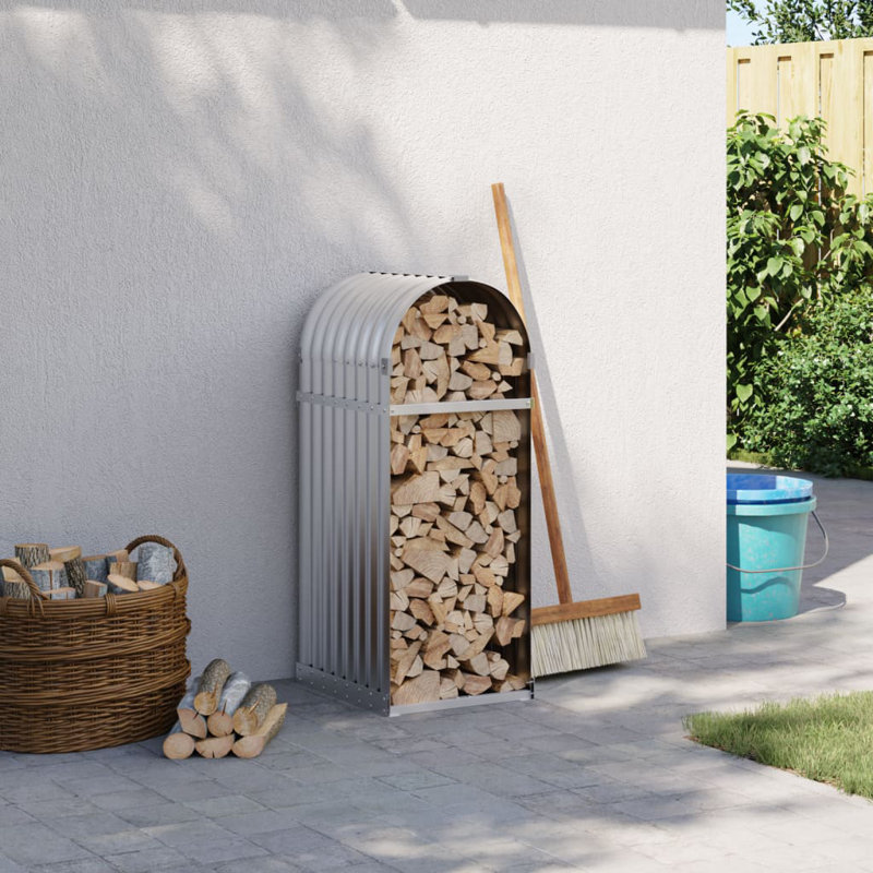 Porte-bûches en acier galvanisé 15,7 po x 17,7 po x 39,4 po, Argent
