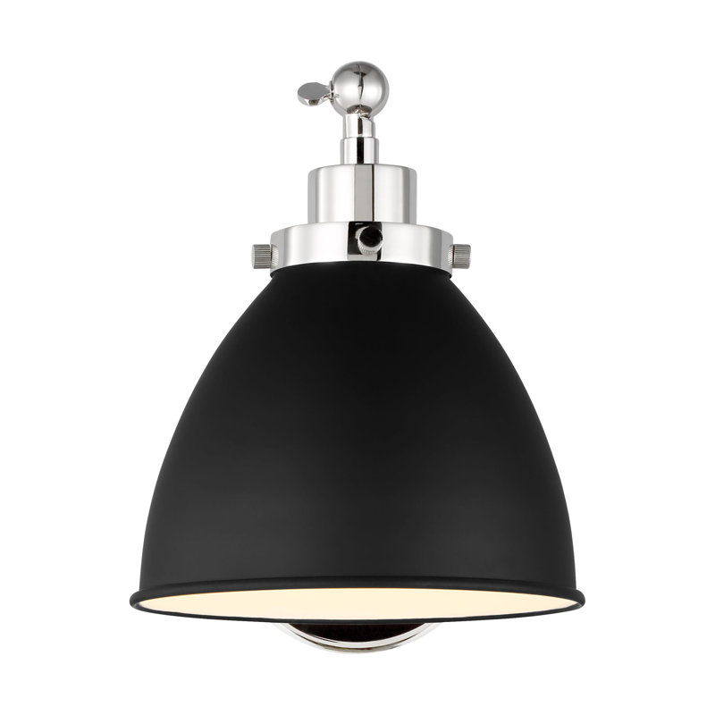 Wellfleet 1 - Light Armed Sconce, Polished Nickel, Midnight Black