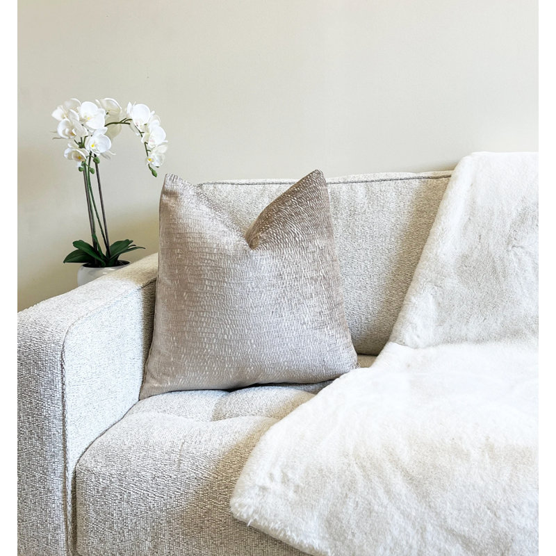  Housse de coussin en chenille, Taupe, H 22 po x l 22 po