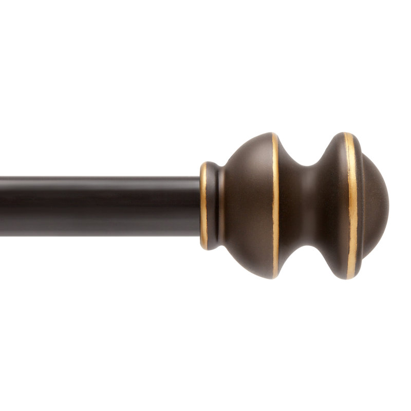 Antique Rust Adjustable Single Curtain Rod with Finials, 28'' - 48''
