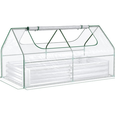 6' X 3' Galvanized Raised Garden Bed And Greenhouse Cover - Silver Grow A Vibrant With Flowers, Fruits, Veggies, Herbs Structure Silver, 3', For Cultivating Abundant