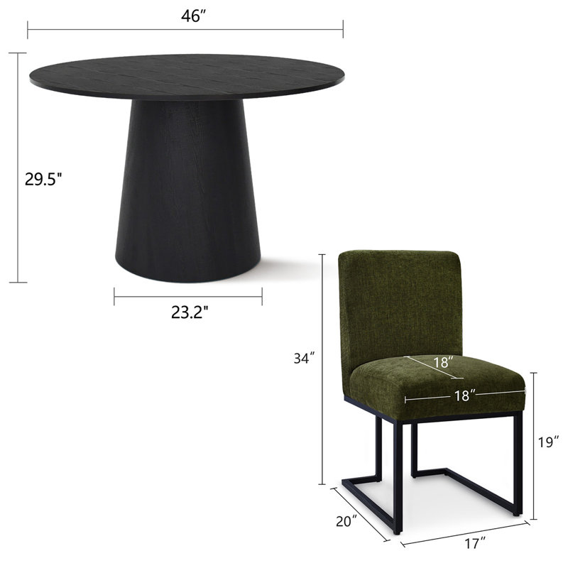 Bende 4 - Person Pedestal Dining Set, Green