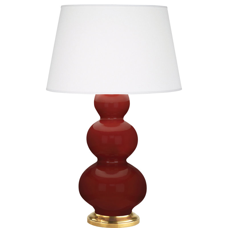 Lampe de table triple gourde 32,75 po, Citron / laiton antique, Laiton antique