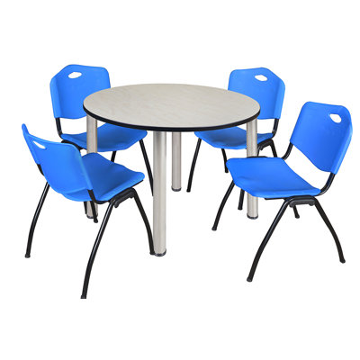 Plateau de table Kee, 4 chaises empilables