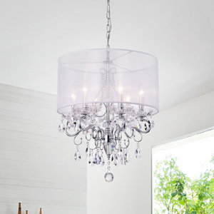 Vangorder 6 - Light Candle Style Drum Chandelier with Crystal Accents