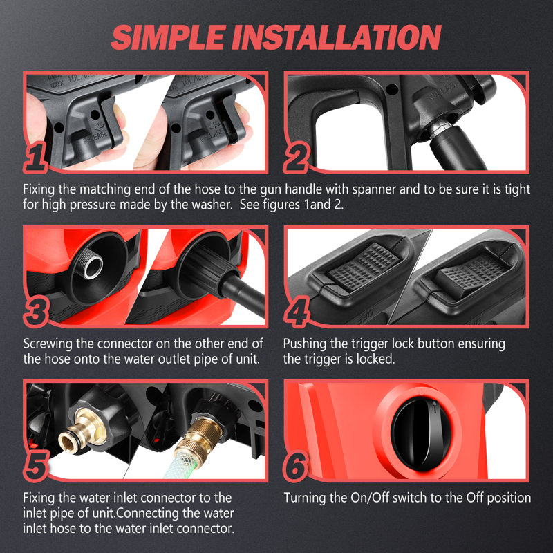 DNA Motoring Plug-in Pressure Washer, Red/Black