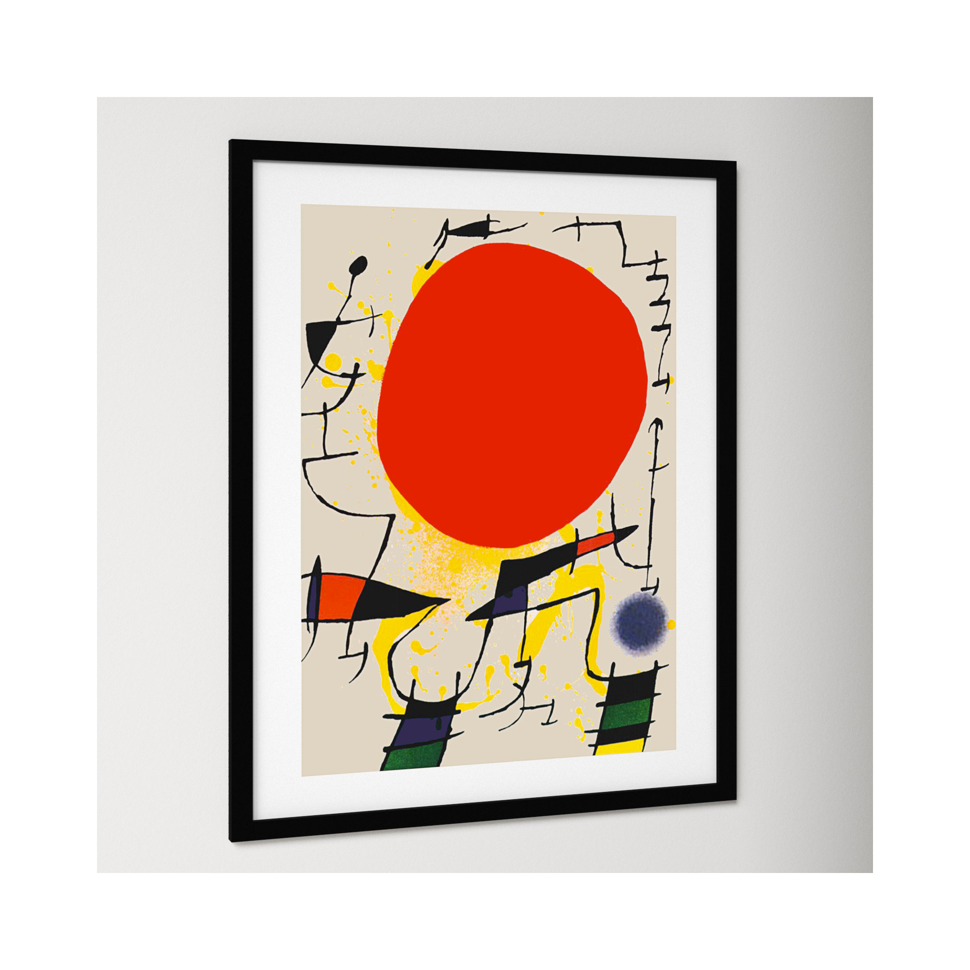 Le Soliel Rouge (The Red Sun) by Joan Miro, Noir Black Framed Paper, 30.38" H x 24.38" W x 0.88" D