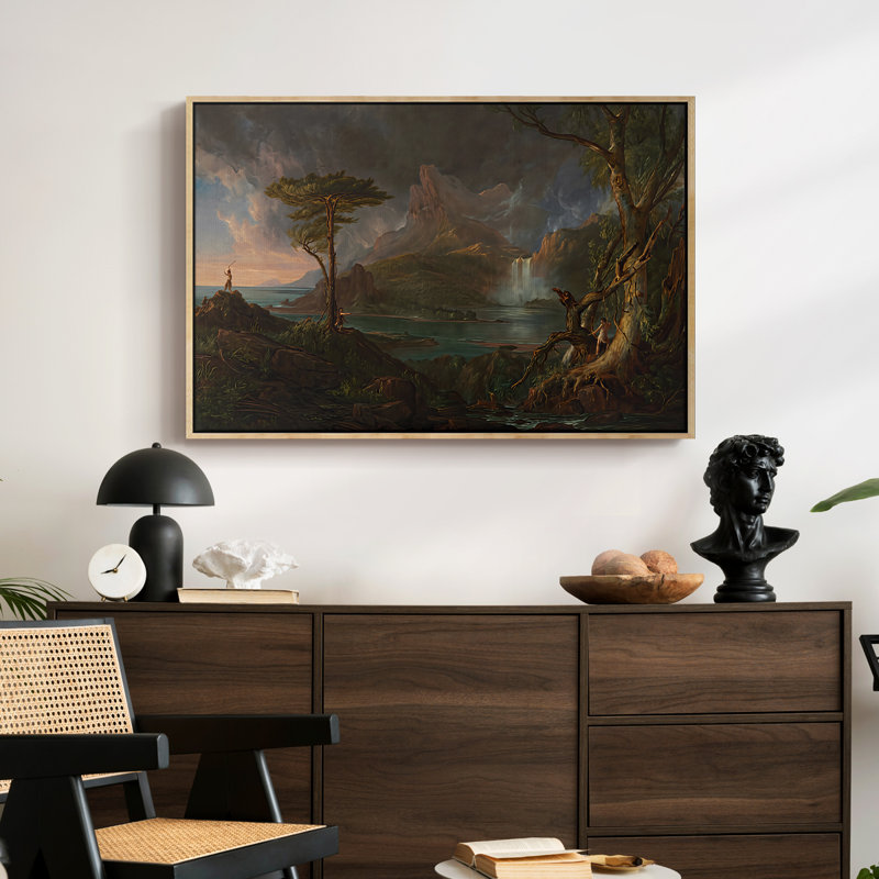 Une scène sauvage, 1831 à 1832 - Thomas Cole, toile tendue avec châssis, 24 po x 36 po, Naturel