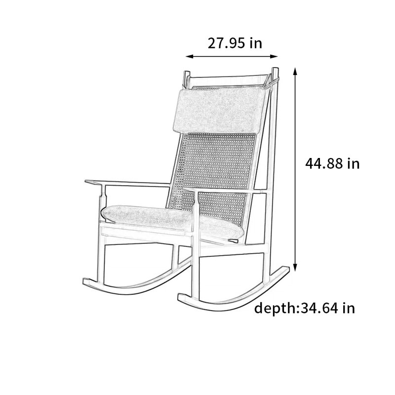 Chaise berçante moderne en bois massif, Gris